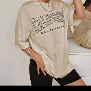 SHEIN EZwear Letter Graphic Drop Shoulder Tee